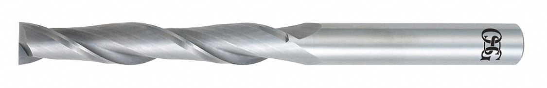 Square End Mill: Carbide, 2 Flute, 1" Mill Dia, 3" LOC, 6" OAL