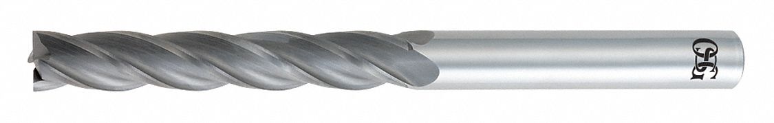 Square End Mill: Carbide, 4 Flute, 1/2" Mill Dia, 1-1/2" LOC, 6" OAL