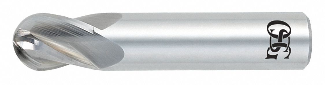 Ball End Mill: Carbide, 4 Flute, 1 mm Mill Dia, 2 mm LOC, 39 mm OAL, List 414BN