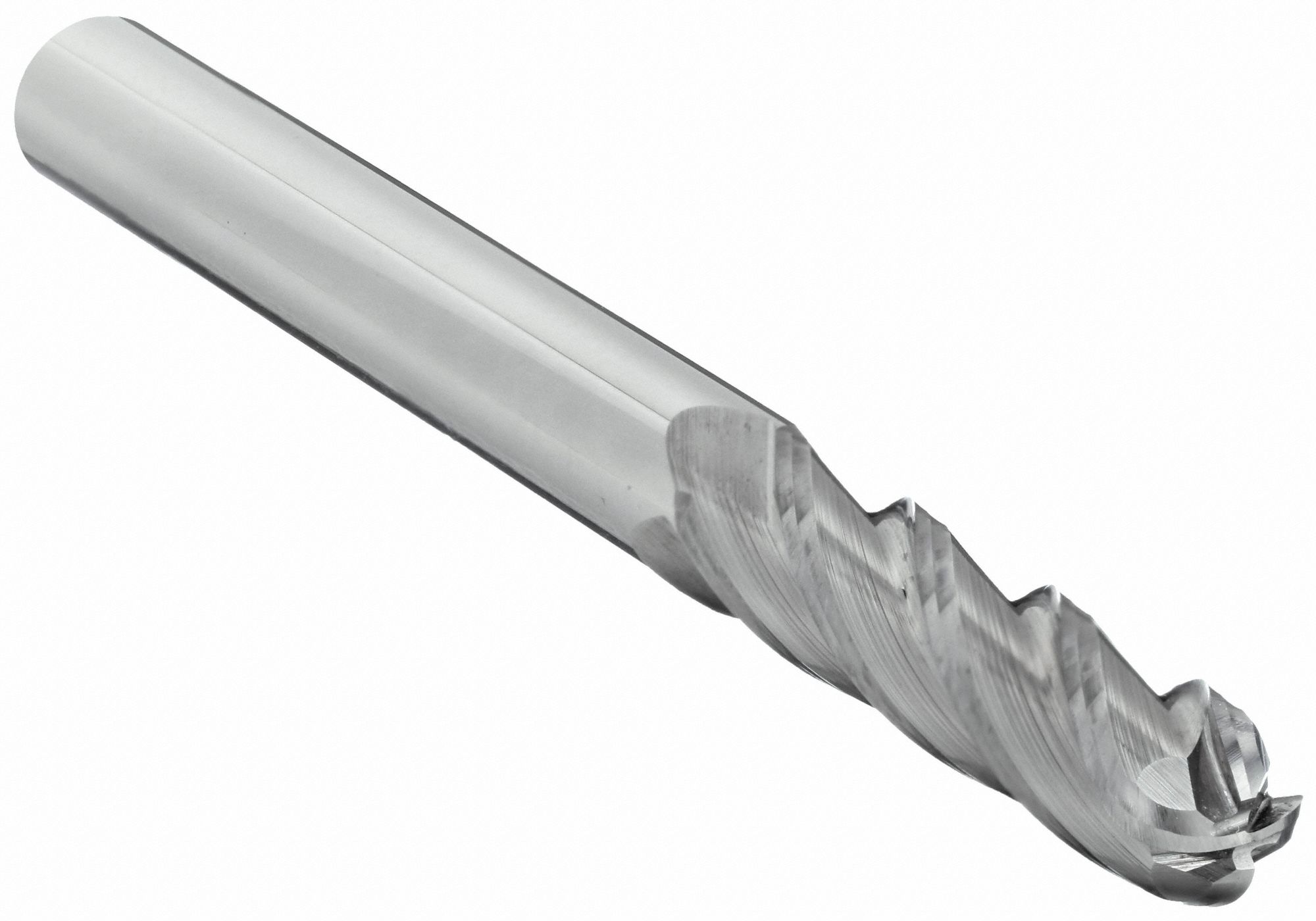 BALL END MILL, 4 FLUTES, ⅛ IN MILLING DIAMETER, ¾ IN CUT, 2.2 IN L