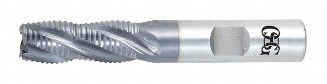 Roughing End Mill: Cobalt, TiAlN Coated, 3 Flute, Fine Pitch, 3/8" Mill Dia, 3/8" LOC