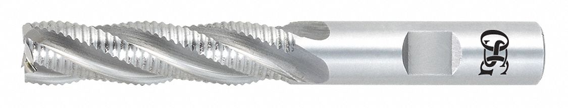 Roughing End Mill: Cobalt, 4 Flute, Fine Pitch, 1/2" Mill Dia, 1-1/4" LOC, 3-1/4" OAL