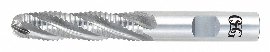 Roughing End Mill: Cobalt, 4 Flute, 1" Mill Dia, 2" LOC, 4-1/2" OAL