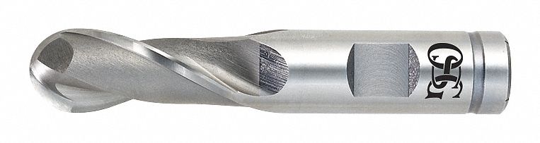 Ball End Mill: Cobalt, 2 Flute, 1-1/2" Mill Dia, 2-1/2" LOC, 5" OAL, List 521