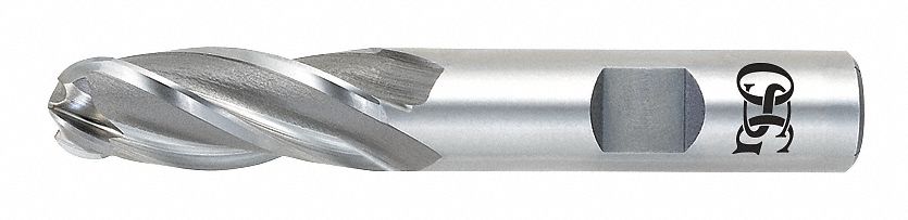Ball End Mill: Cobalt, 4 Flute, 1-1/2" Mill Dia, 2" LOC, 4-1/2" OAL, List 544
