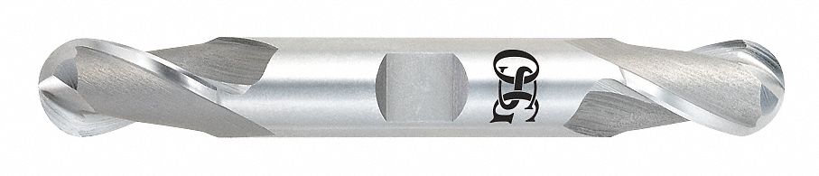 Ball End Mill: Cobalt, Double End, 2 Flute, 1" Mill Dia, 1-5/8" LOC, 5-7/8" OAL, List 523