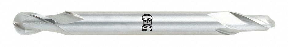 Ball End Mill: Cobalt, Double End, 2 Flute, 1/16" Mill Dia, 3/32" LOC, 2" OAL, List 570