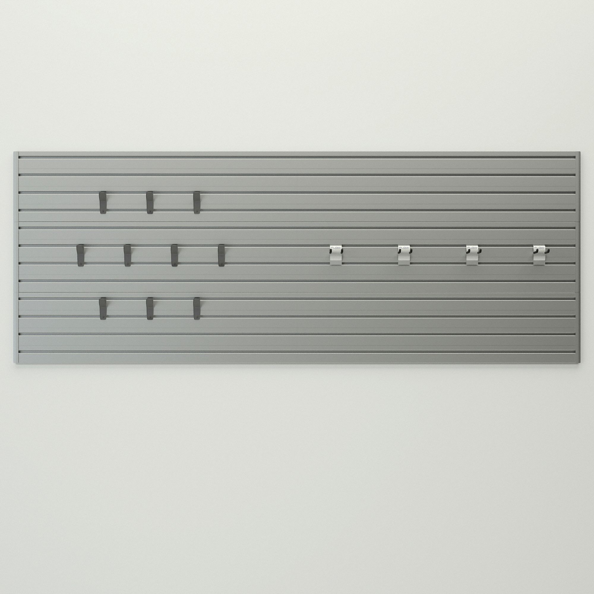 FLOW WALL Slatwall Kit 96 in x 3/4 in x 36 in, 6 Panels, PVC, Silver