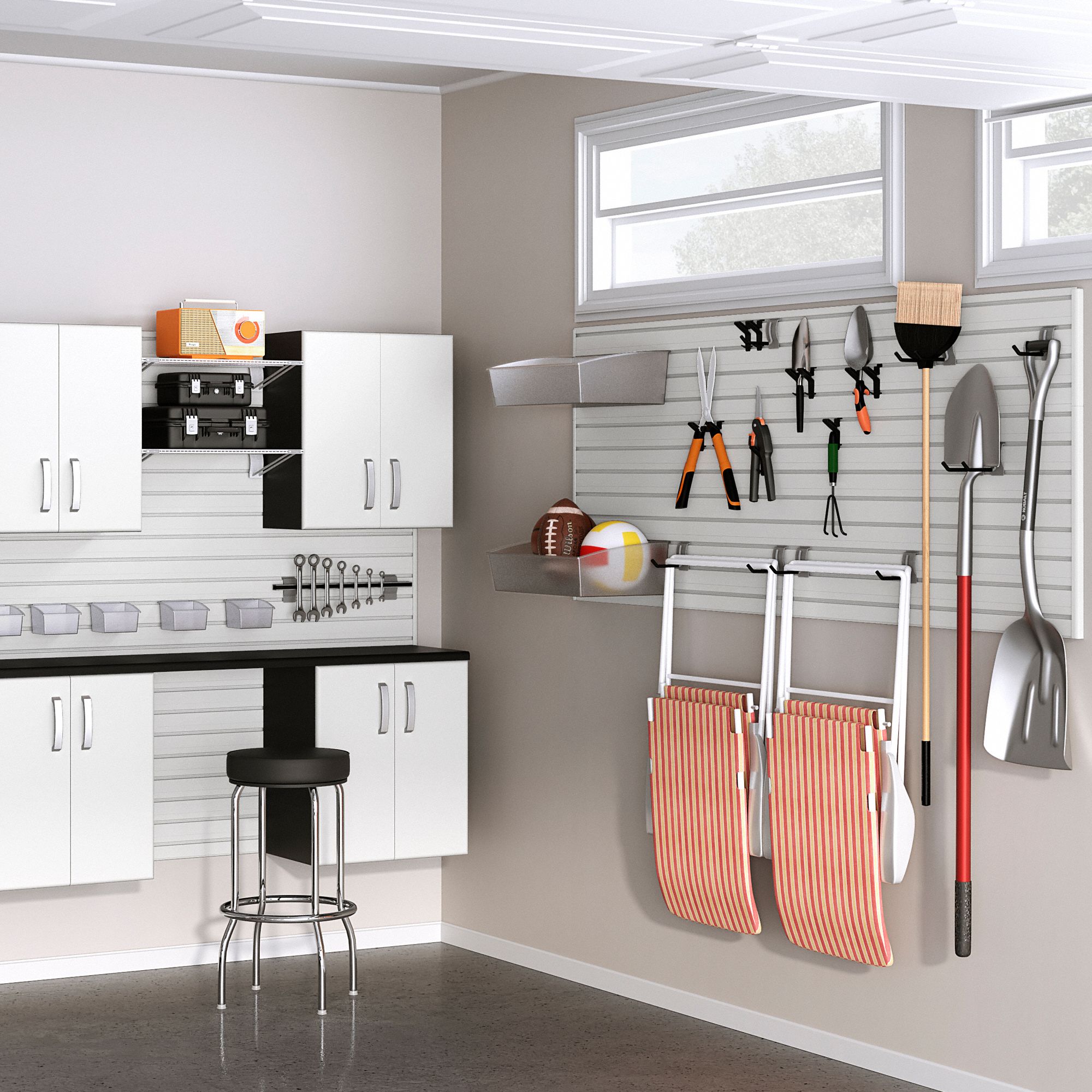 FLOW WALL Slatwall Kit 96 in x 3/4 in x 36 in, 6 Panels, PVC, White