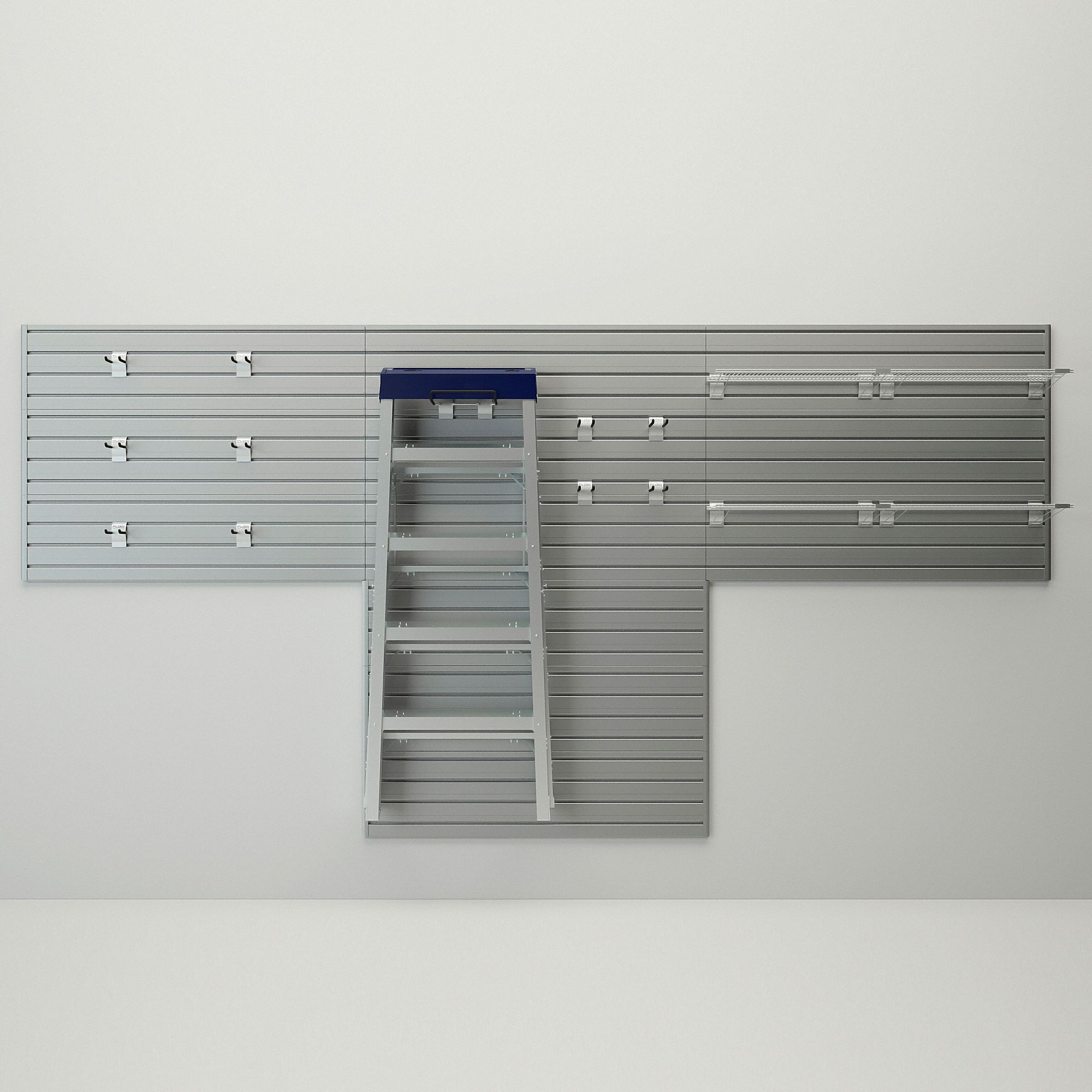 FLOW WALL PVC Slatwall Panel Kit, 96 inW x 36 inH, 12 Panels, 11 Hooks