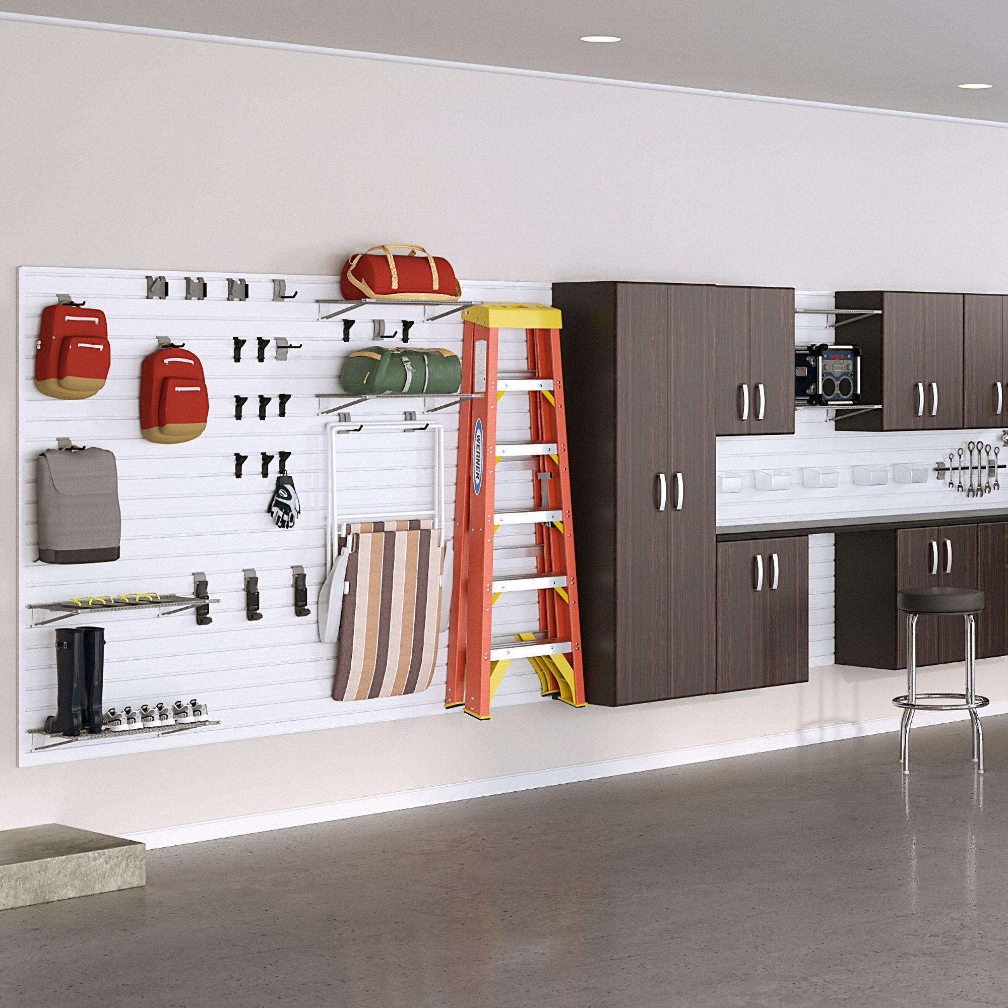 FLOW WALL Slatwall Kit 96 in x 3/4 in x 36 in, 12 Panels, PVC, White