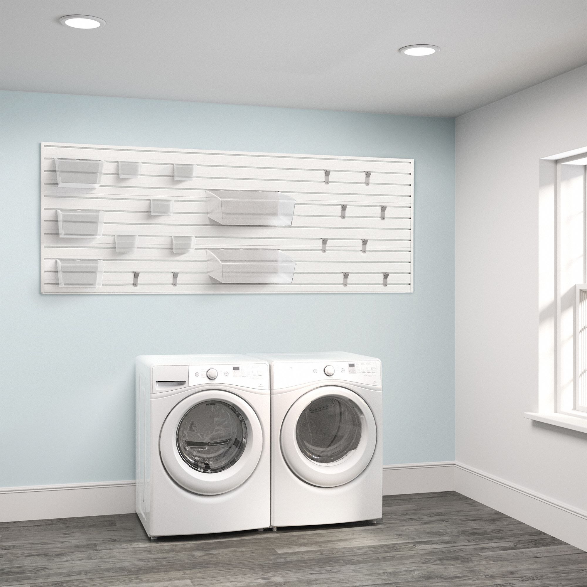 FLOW WALL Slatwall Kit 96 in x 3/4 in x 36 in, 6 Panels, PVC, White