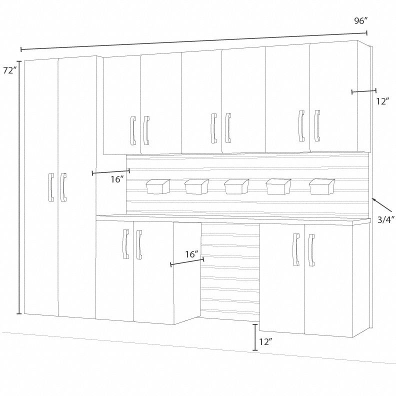FLOW WALL Modular Set 96 in Overall Wd, 16 in Overall Dp, 72