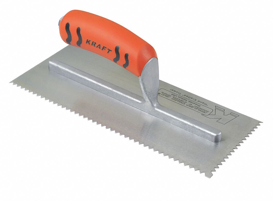TROWEL, SQUARE BLADE, PROFORM HANDLE, V-NOTCH, 11 IN L X 4-1/2 IN W