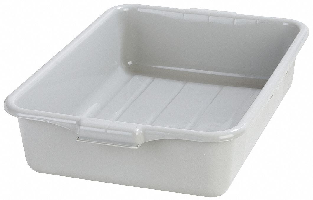 Tote Box: 22 qt Capacity, Gray Body, Polyethylene, 5 in Overall Ht, 20 in Overall Lg, Gray