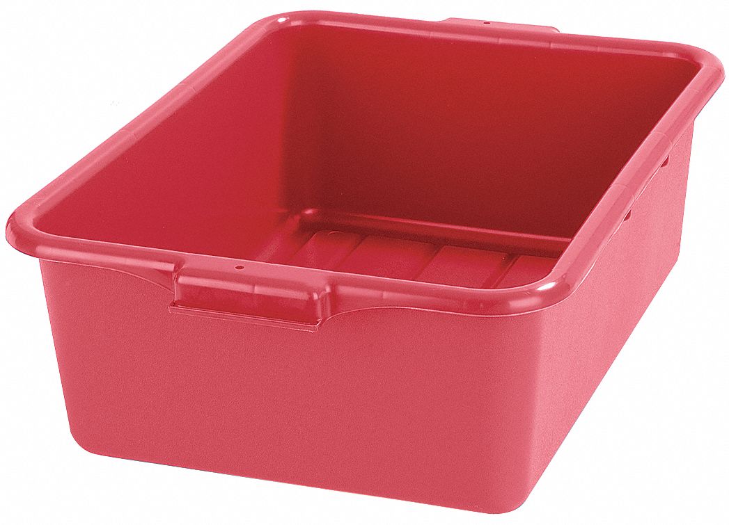 CARLISLE 20 in x 15 in x 7 in Durable Resin Tote Box, Red 35FT09