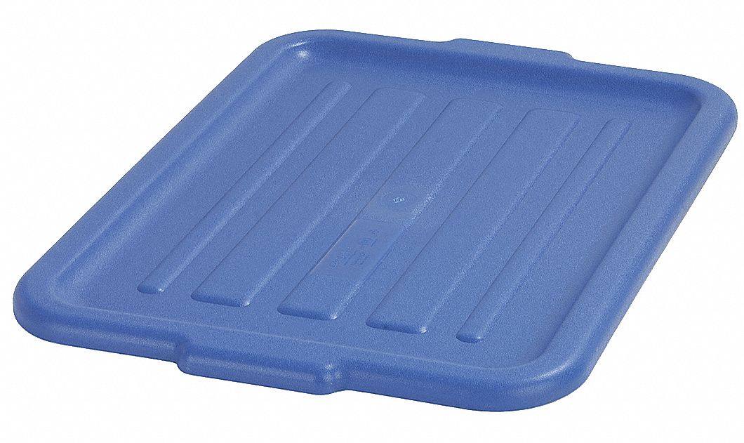 Tote Box: Blue Body, Blue Lid, Polypropylene, 1 in Overall Ht, 15 in Overall Lg, Blue