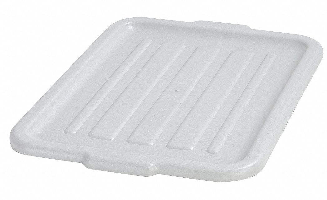 Tote Box Lid: Gray Body, Gray Lid, Polypropylene, 1 in Overall Ht, 15 in Overall Lg, Gray