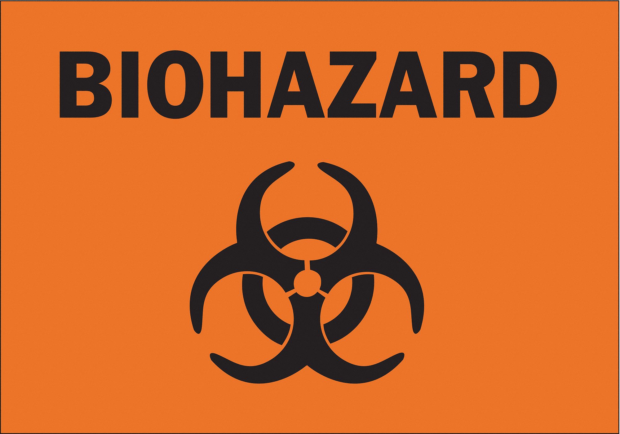 BIOHAZARD SIGN, PLASTIC, NOT RETROREFLECTIVE, 0.059 IN THICK, 10 X 7IN