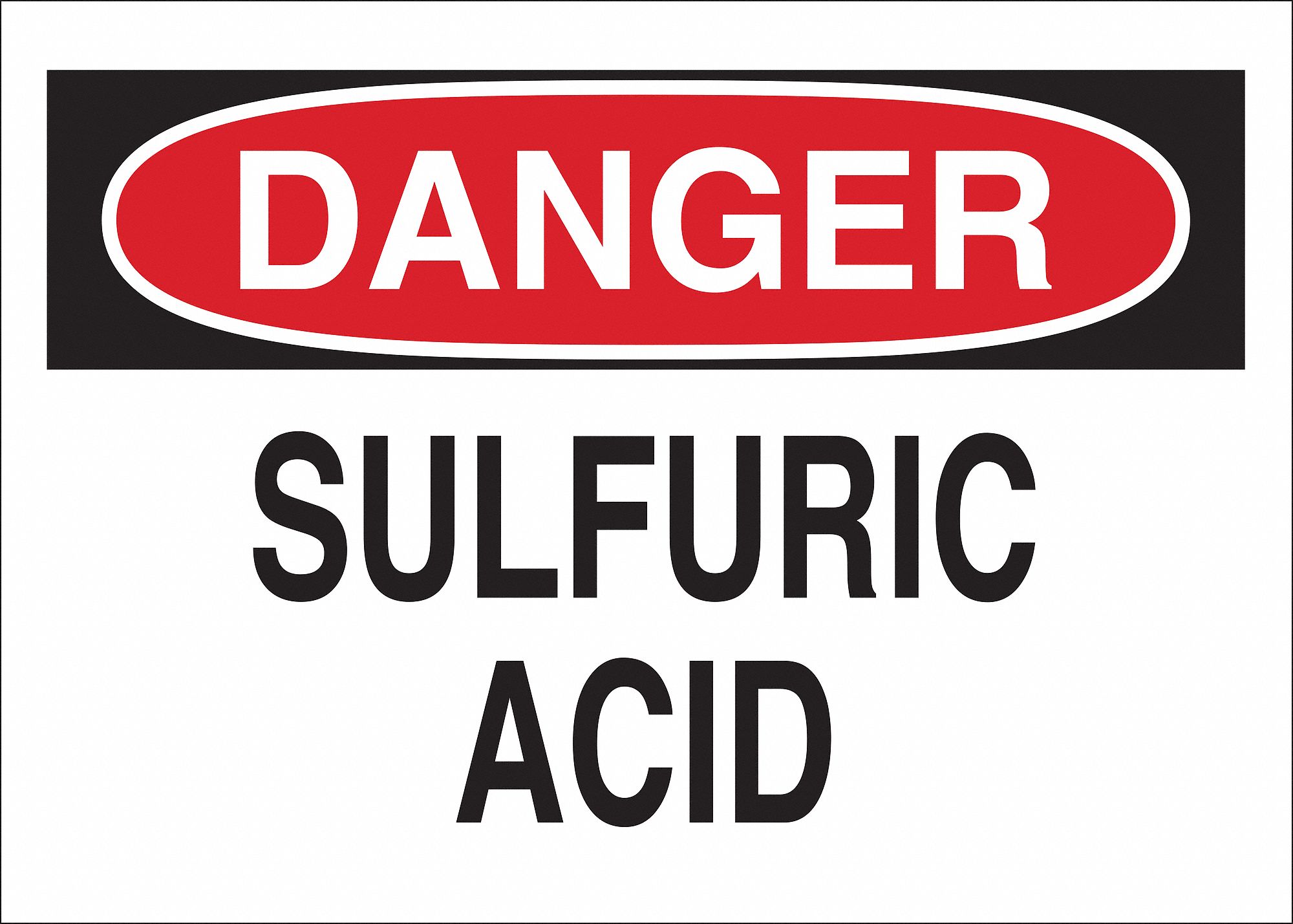 Danger Sign, Plastic, Sulfuric Acid, 10in H