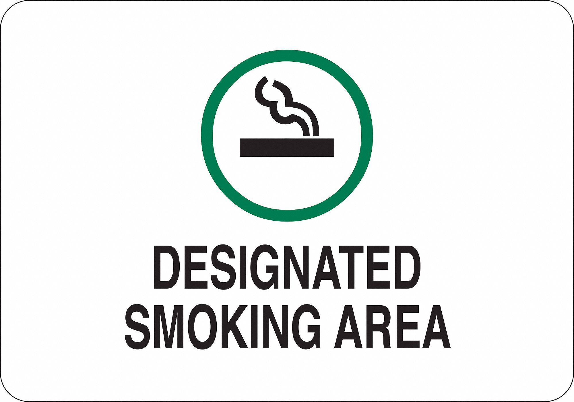 Smoking Area Sign, Vinyl, 7in. H x 10in. W