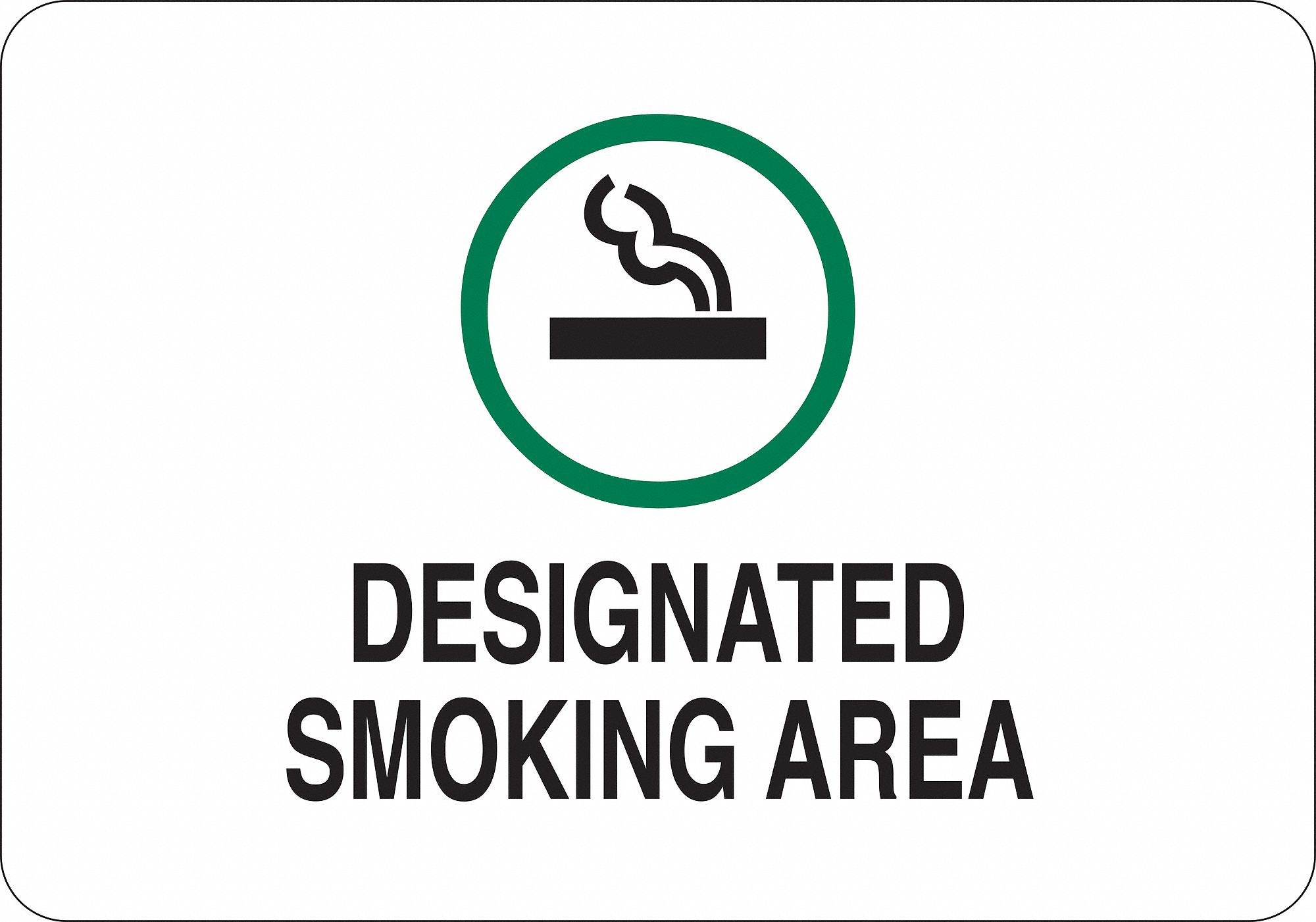 Vinyl, Surface Sign Mounting, Smoking Area Sign - 35GH60|35GH60 - Grainger