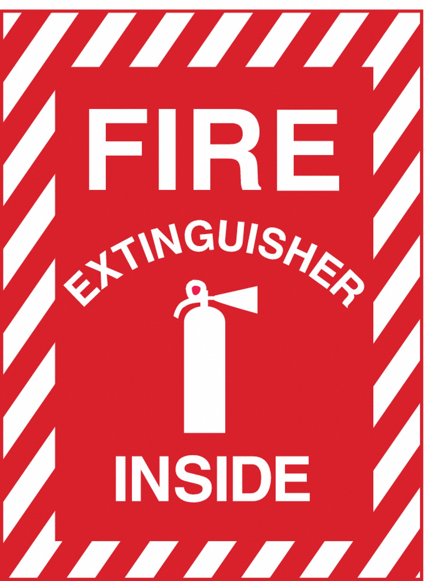 Fire Extinguisher Sign, Red/White, Text