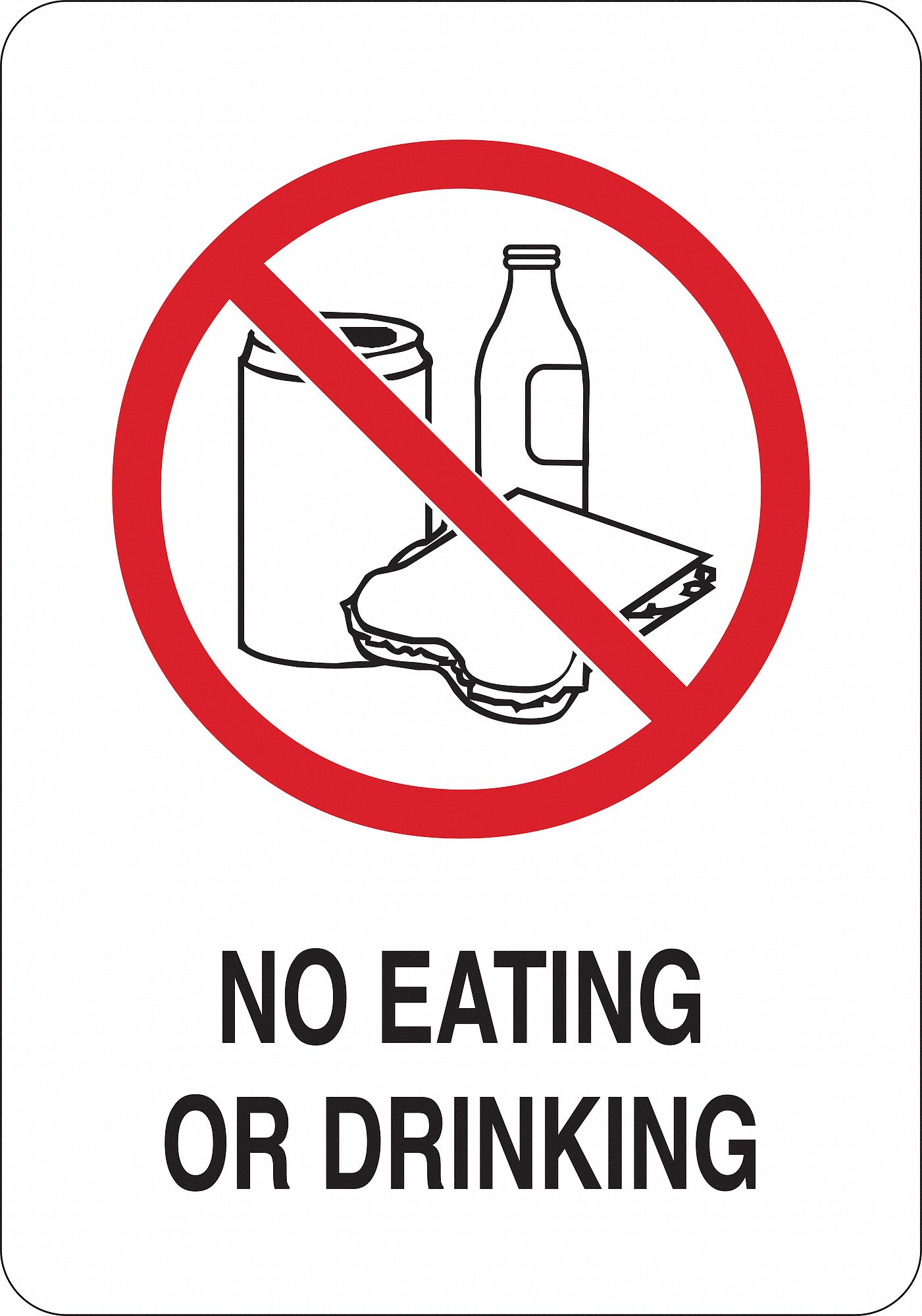 Safety Sign, No Eating Or, Self-Adhesive