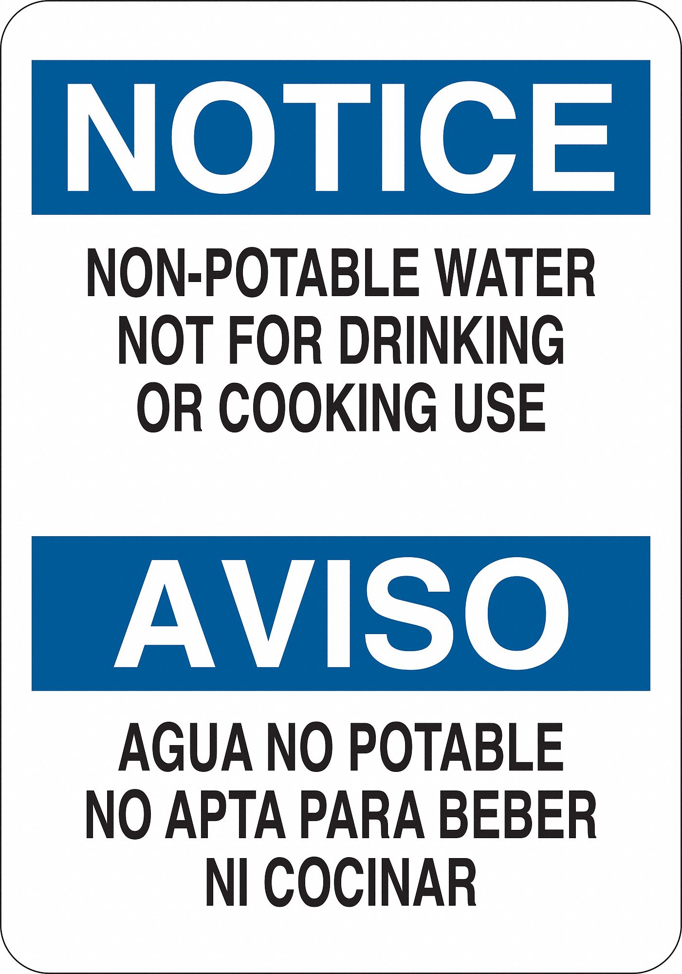 Notice Sign, Bilingual, Aluminum, 7 in. W