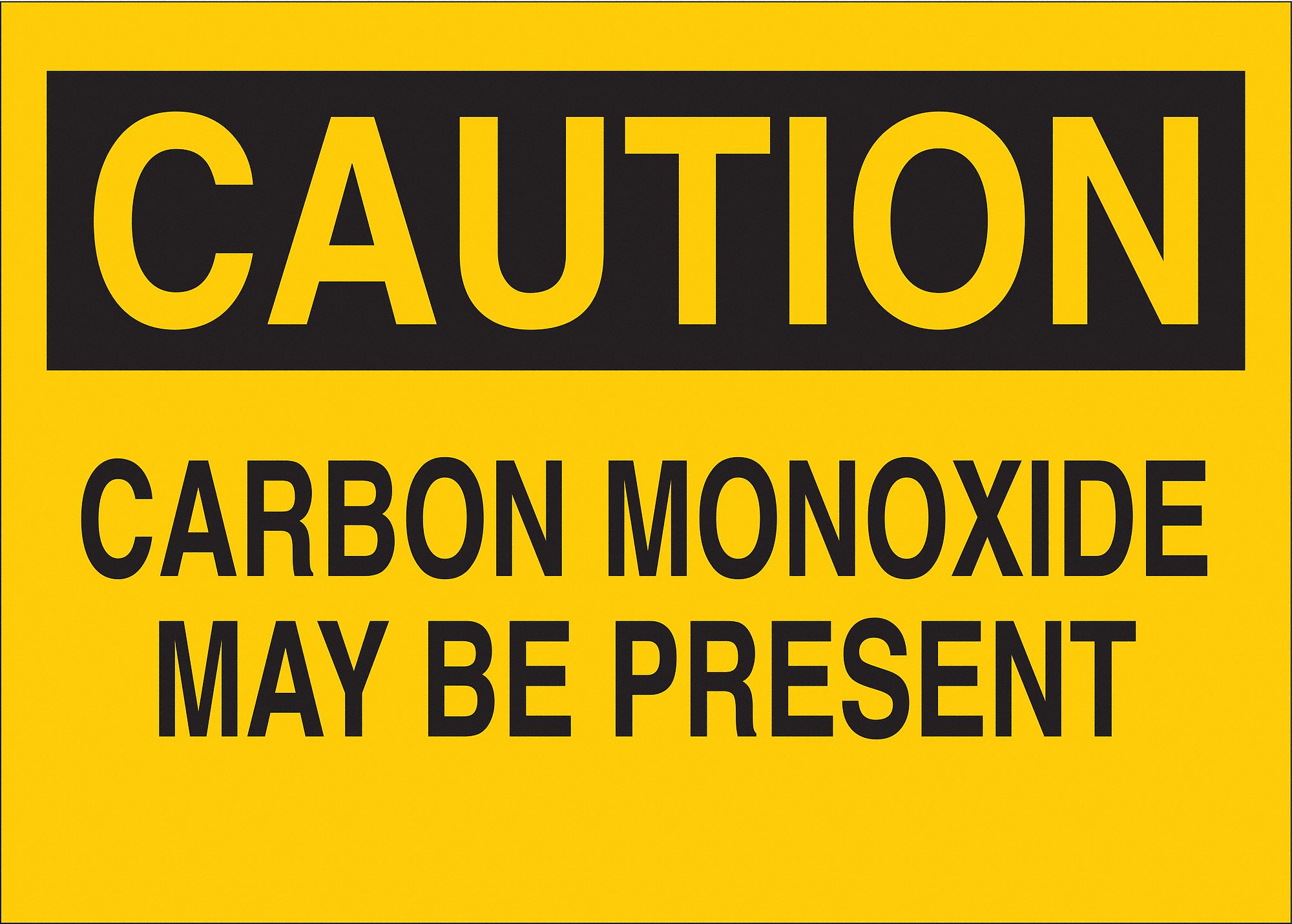 Caution Sign, Plastic, Black/Yellow, 14in W