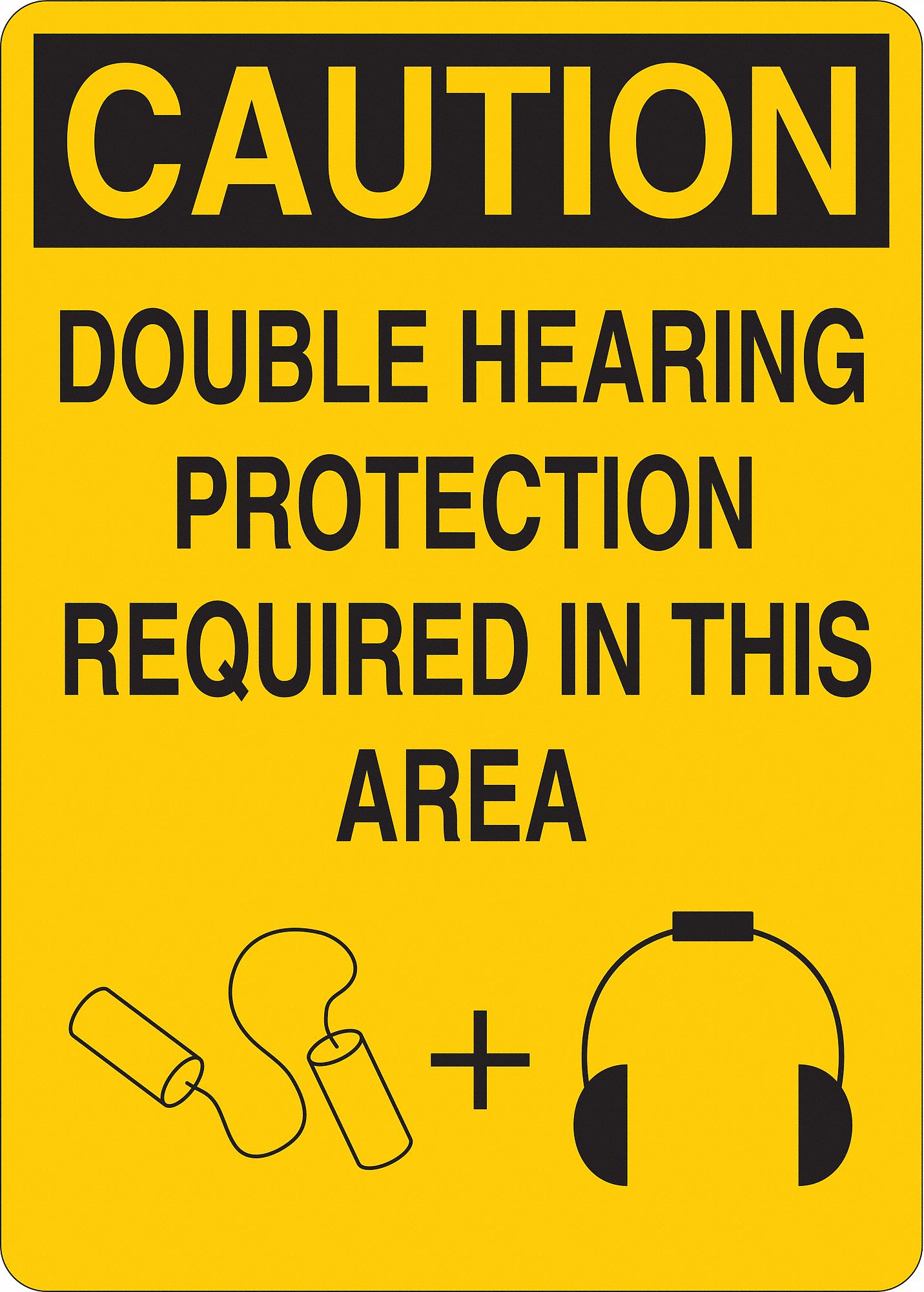 Caution Sign, Plastic, 10 in. H x 7 in. W