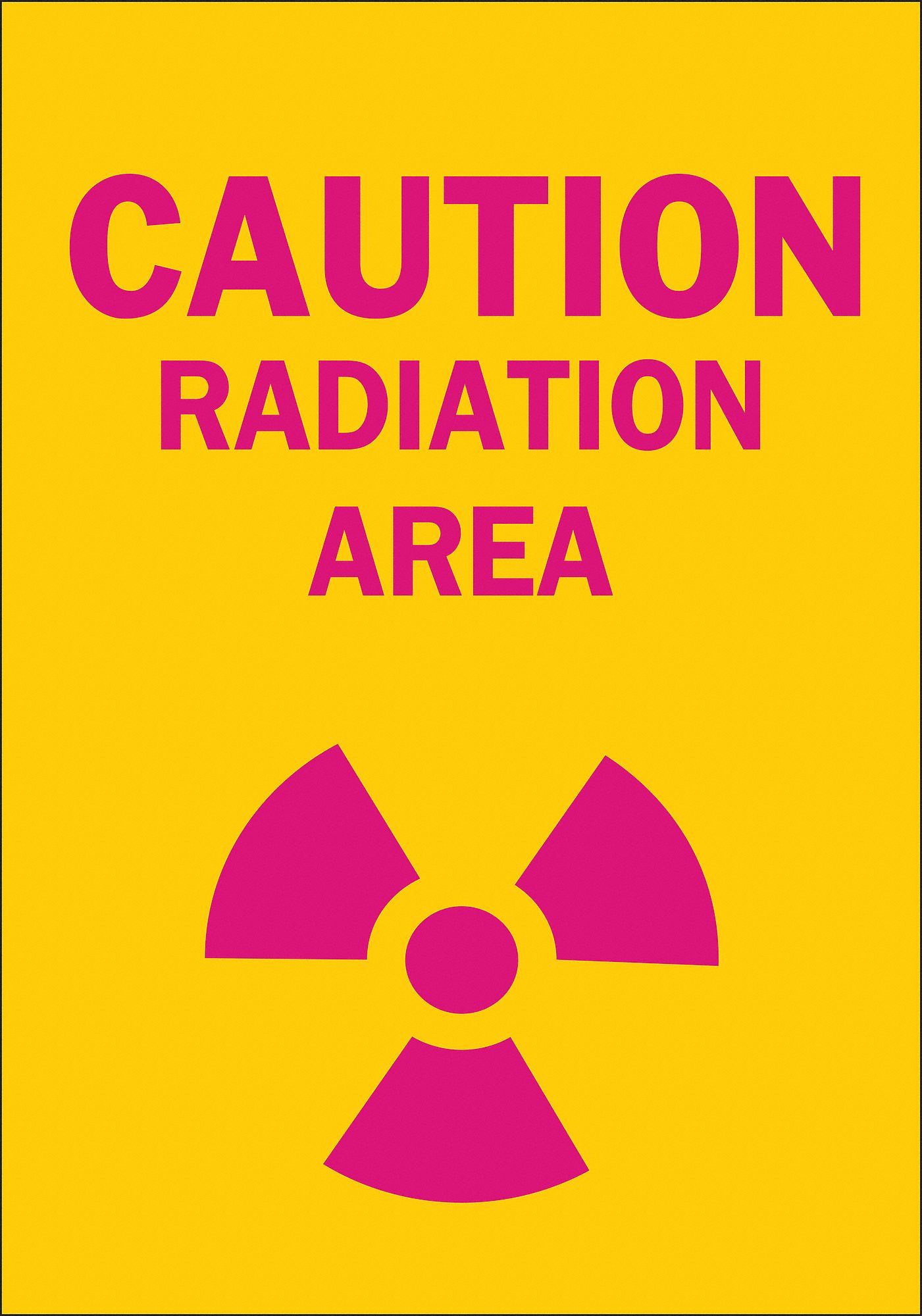 Caution Radiation Sign, Vinyl, 7 in. H
