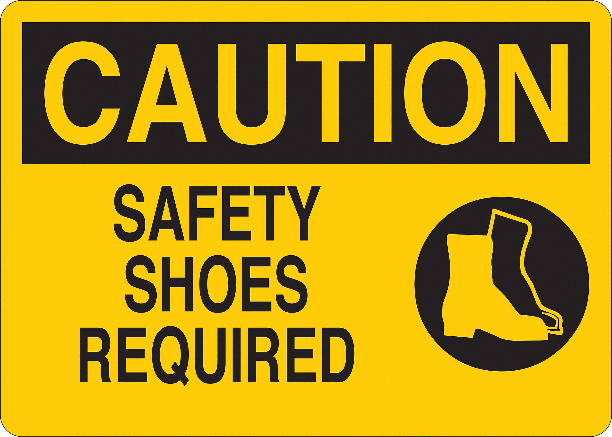 Caution Sign, Safety Shoes Required, 5in H