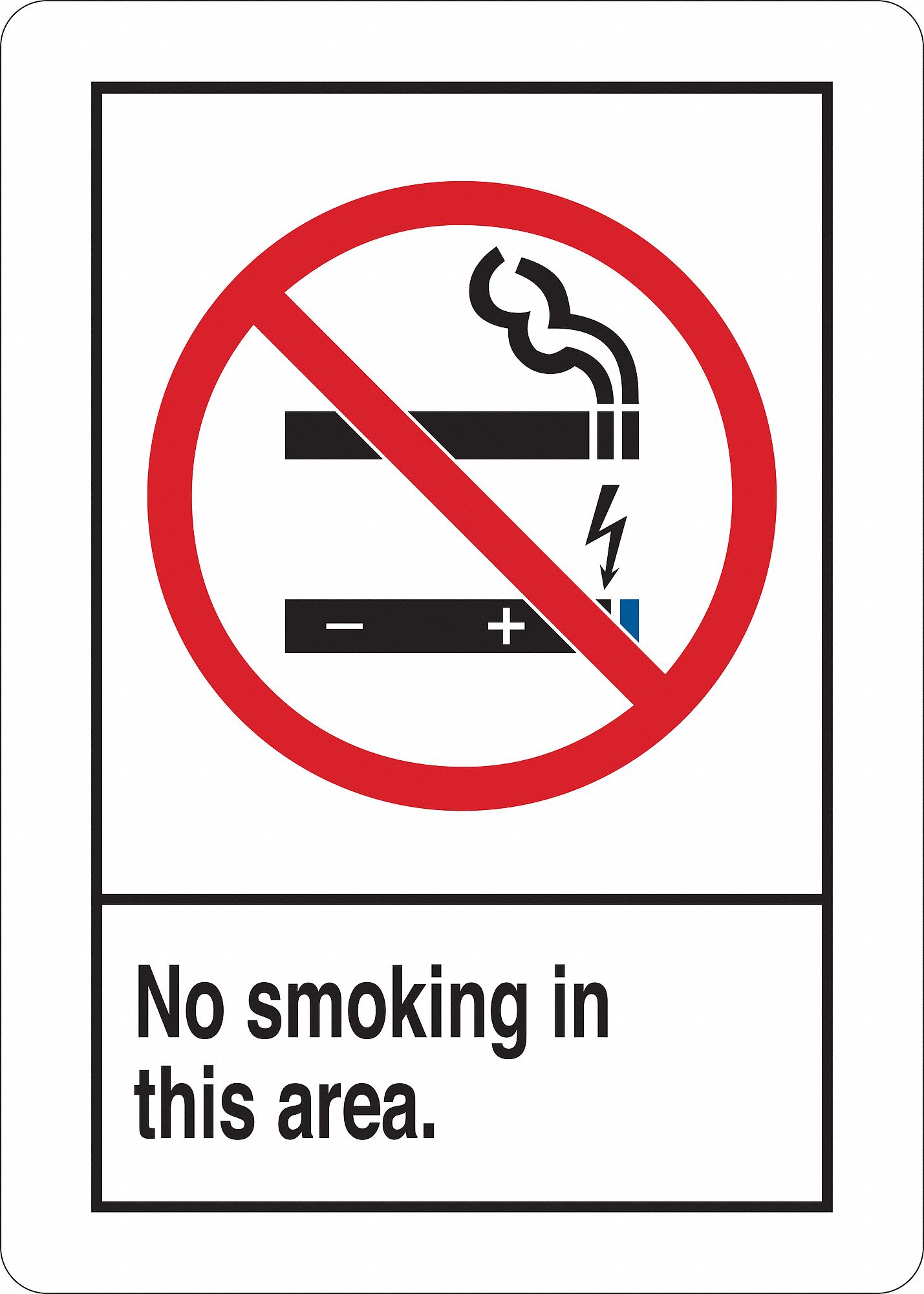 No Smoking Sign, Black and Red/White, 7inW