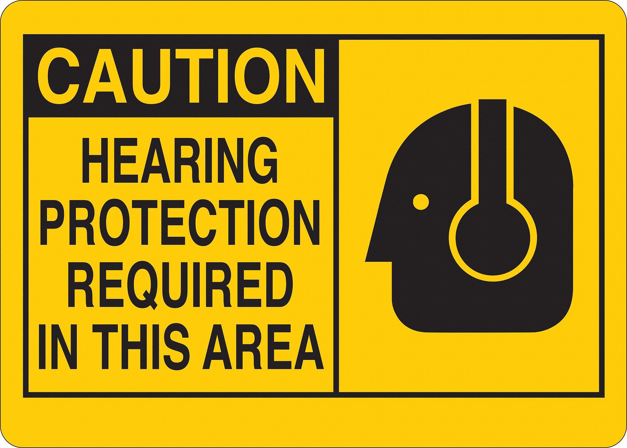 Caution Sign, Hrg Prtctn, Txt/Smbl, Srfc, Al