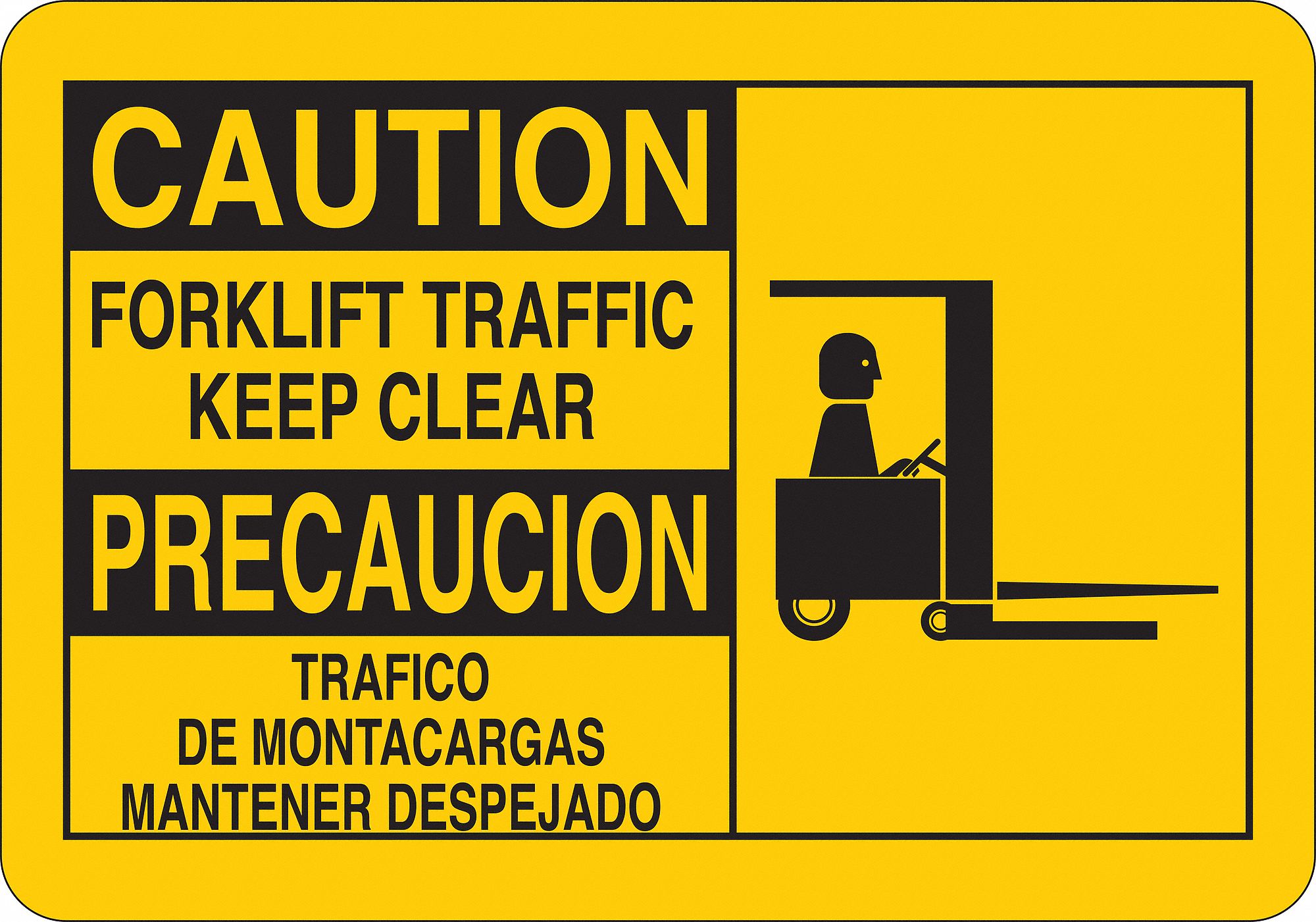 Caution Sign, Forklift Trffc, En/Sp, SA, Vnl