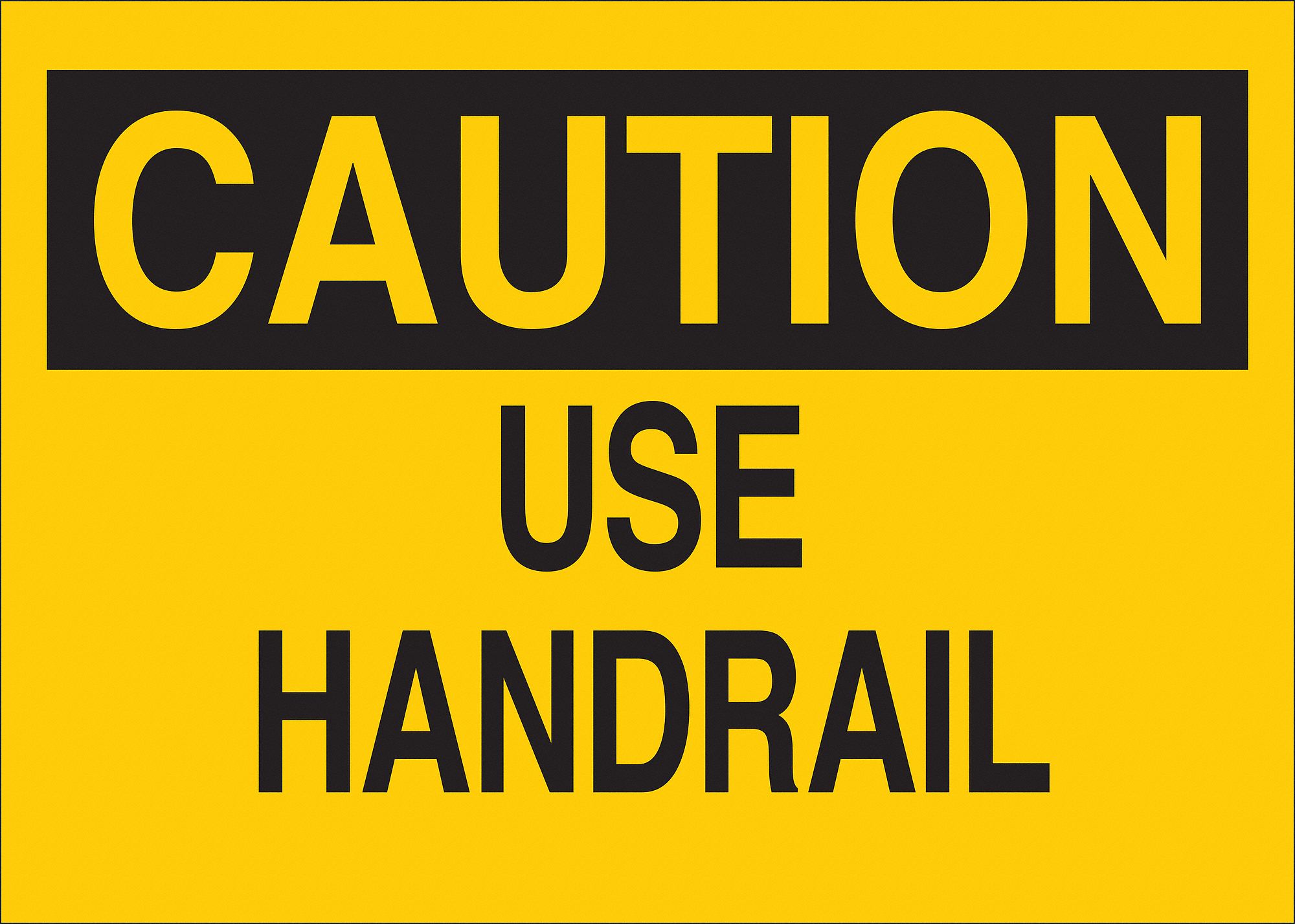 Caution Sign, Use Handrail, Txt, Srfc, Pl, En