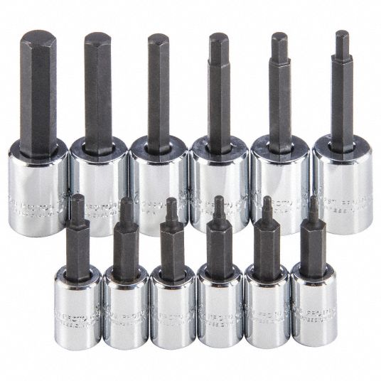 PROTO Socket Bit Set: 1/4 in_3/8 in Drive Size, 7 Pieces, T10 to T55 ...