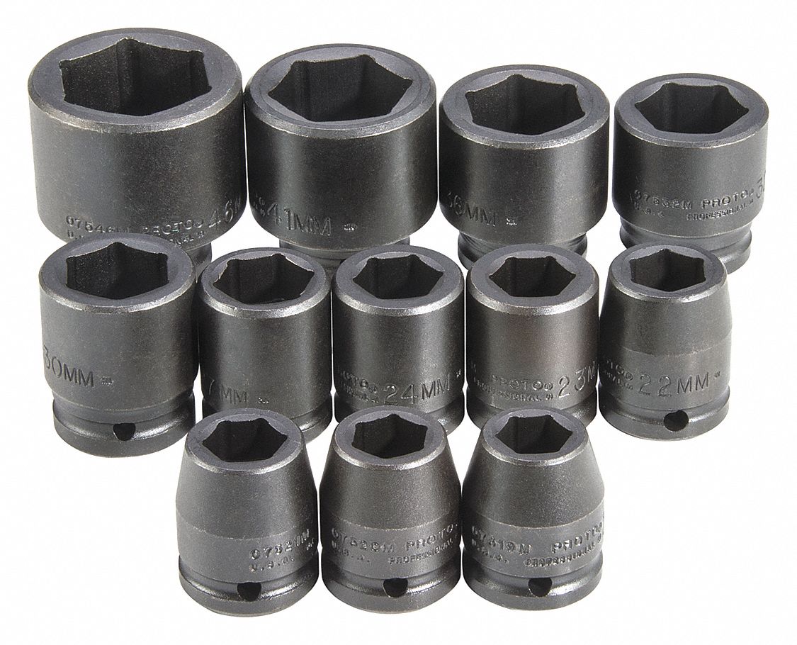 IMPACT SOCKET SET,METRIC,3/4 IN DRIVE