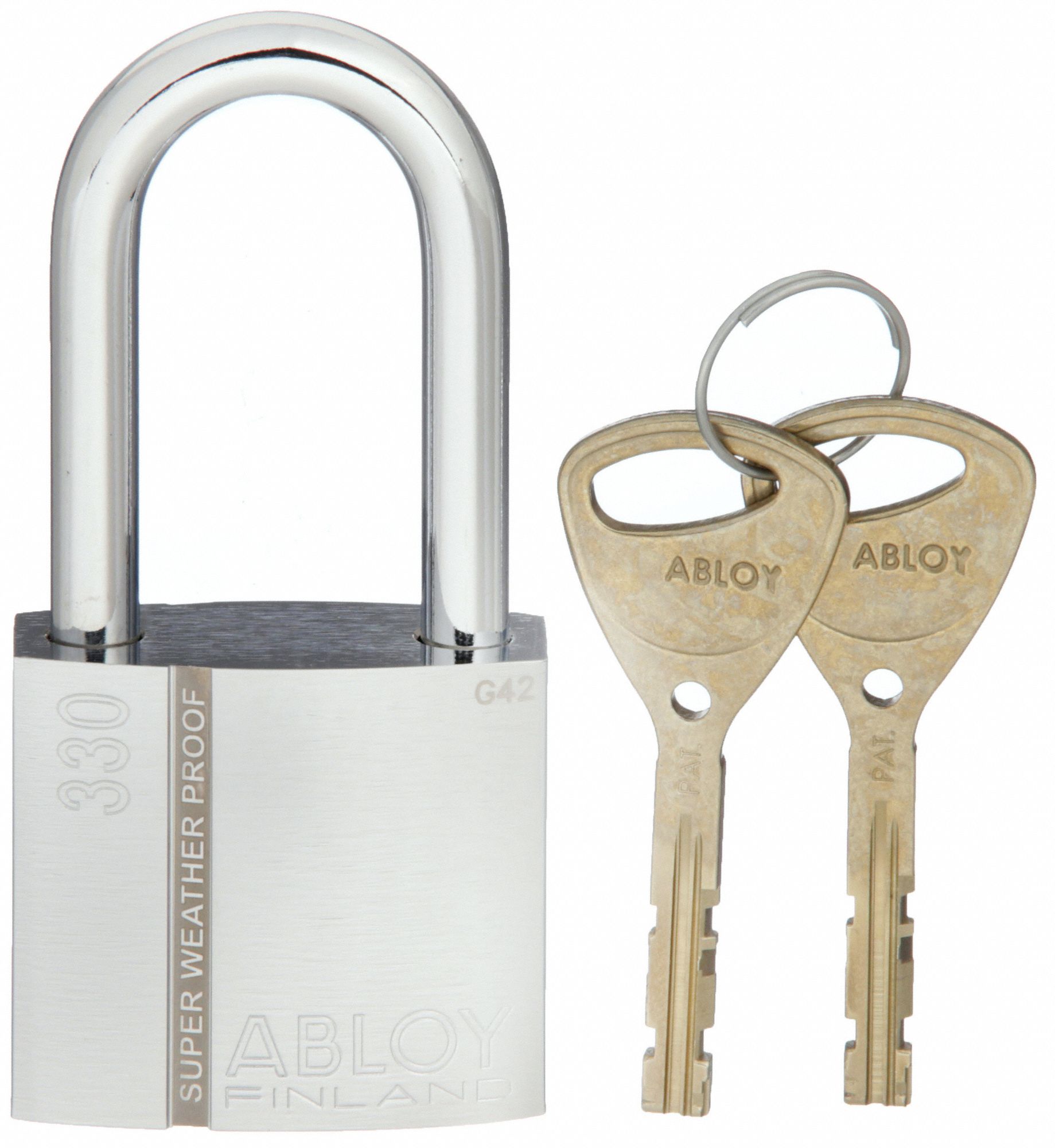 PADLOCK, 2 IN VERTICAL SHACKLE CLEARANCE, 1 IN HORIZONTAL SHACKLE CLEARANCE, 5/16 IN SHACKLE DIAMETER, SILVER