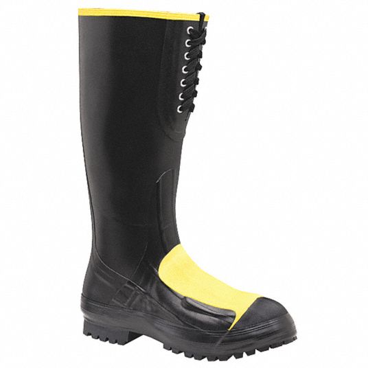 LACROSSE Rubber Boot, Men's, 11, Knee, Steel Toe Type, Rubber, Black, 1 ...