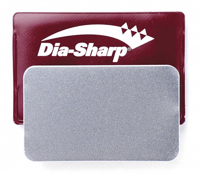 Single Grit Credit Card Sharpener: 3 1/4 in L x 2 in W x 1/16 in H, Diamond, Fine