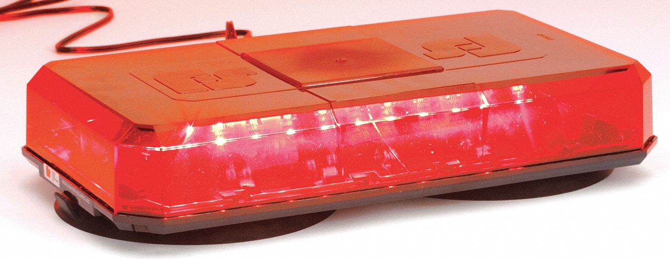 FEDERAL SIGNAL Red Mini Light Bar, LED Lamp Type, SUCTION CUP Mounting
