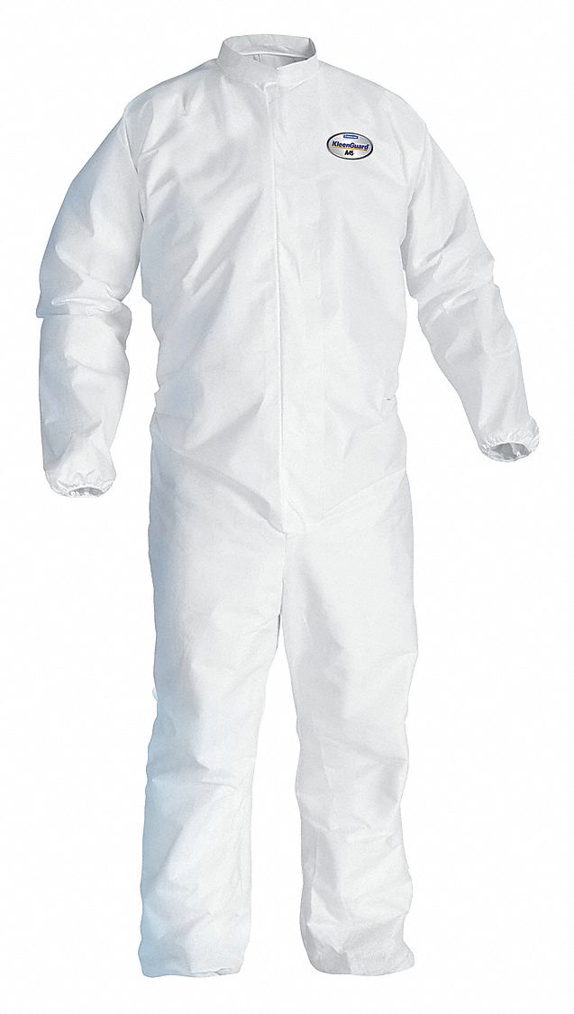 DISPOSABLE COVERALLS, SERGED SEAM, WHITE, A45, 2XL