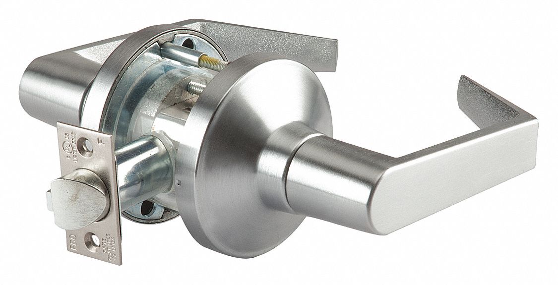 Door Lockset: Passage Lever Locksets, Chrome, ADA Compliant