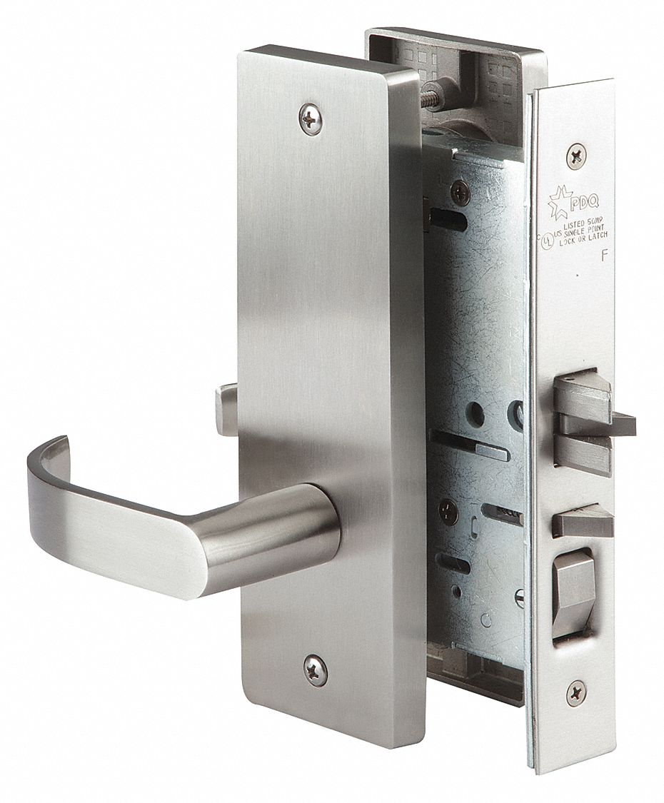 Door Lockset: Passage Lever Locksets, Stainless Steel, ADA Compliant