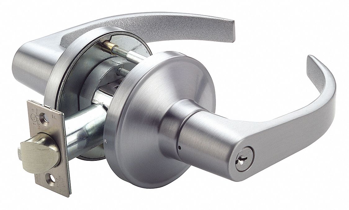 Door Lockset: Classroom Lever Locksets, Chrome, ADA Compliant