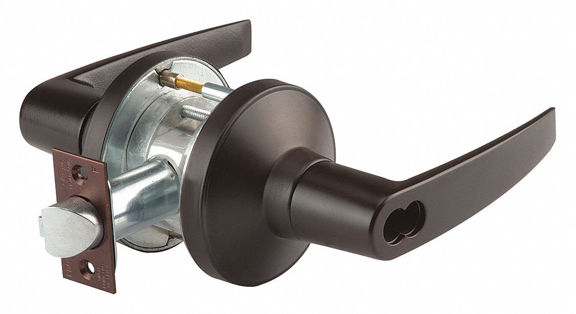 Door Lockset: Storeroom Lever Locksets, Bronze, ADA Compliant