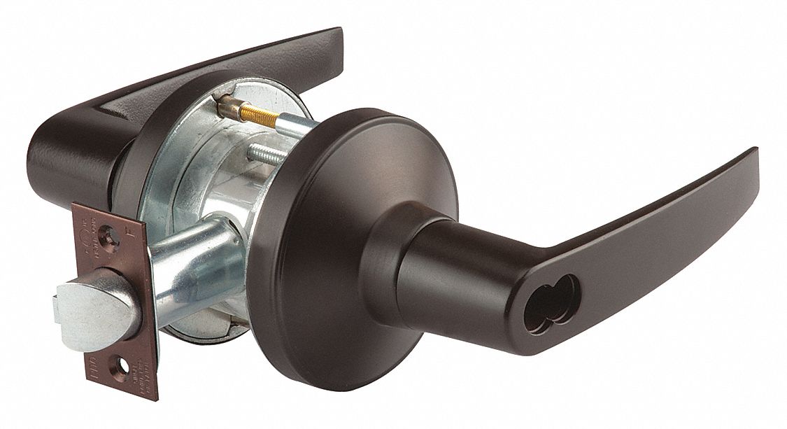 Door Lockset: Storeroom Lever Locksets, Bronze, ADA Compliant