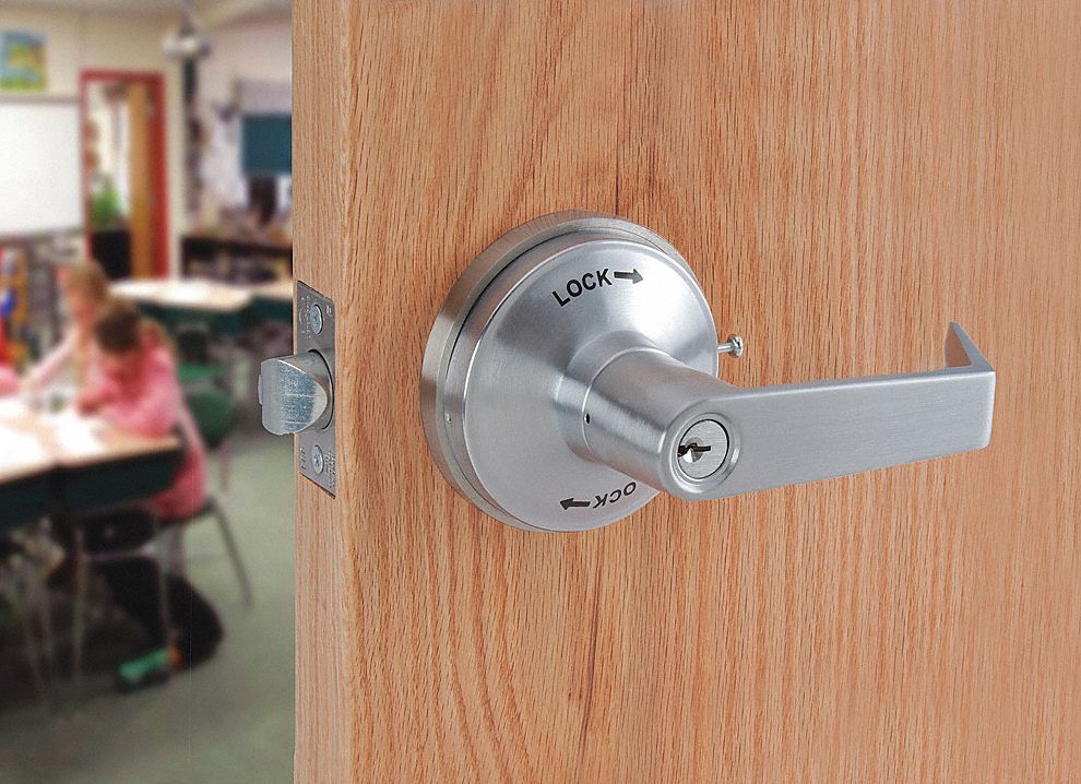 Door Lockset: Classroom Lever Locksets, Chrome, ADA Compliant, SFIC